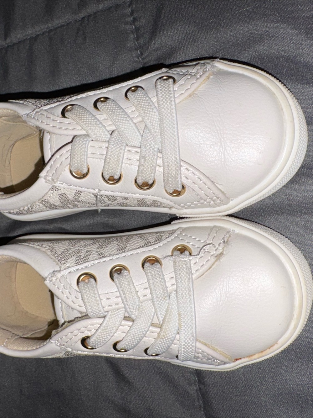Michael Kors White Kids Sneakers with Gold Accents